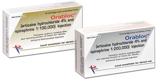Picture of Articaine  Cartridge 4% w/EPI 1:100,000 50/bx - Orabloc