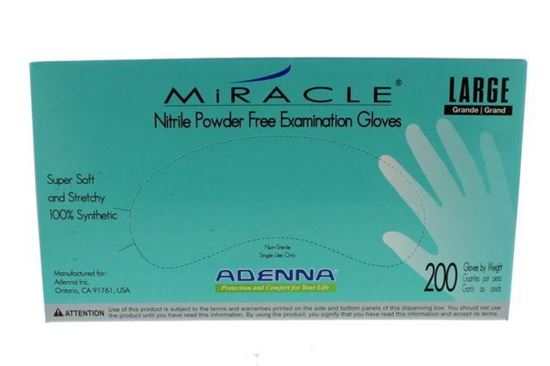 Picture of Miracle Nitrile Powder Free Exam Gloves 200/bx - Adenna
