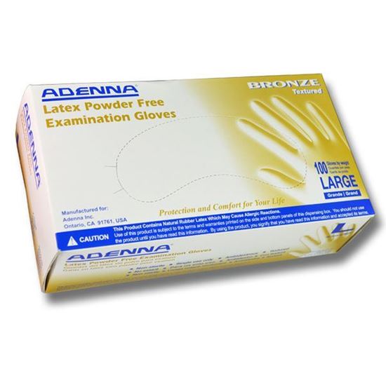 Picture of Bronze Latex Powder Free Exam Gloves - Adenna - 100/bx